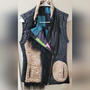 Designer Custo Barcelona Black Patchwork Vest Womens Size 8 Excellent Condition